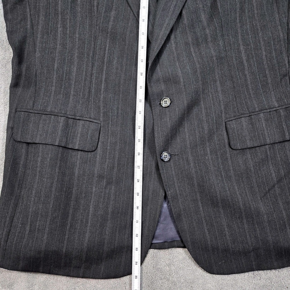 Savile Row Blazer Mens 46R(48) Charcoal Grey Pinstripe Virgin Wool Sport Coat - Picture 7 of 16